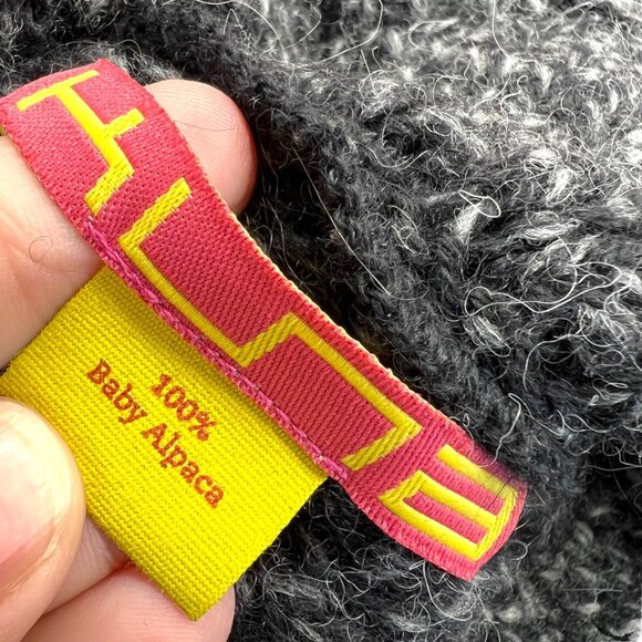 Kuna Striped Baby Alpaca Poncho Sweater With Cowl Neck Black Gray One Size - Picture 9 of 11